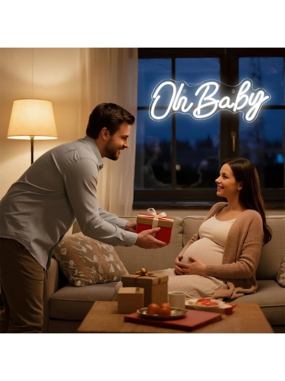 Dimmable LED Neon "Oh Baby" Sign for Baby Shower, Gender Reveal & Party Decor - Picture 6 of 6